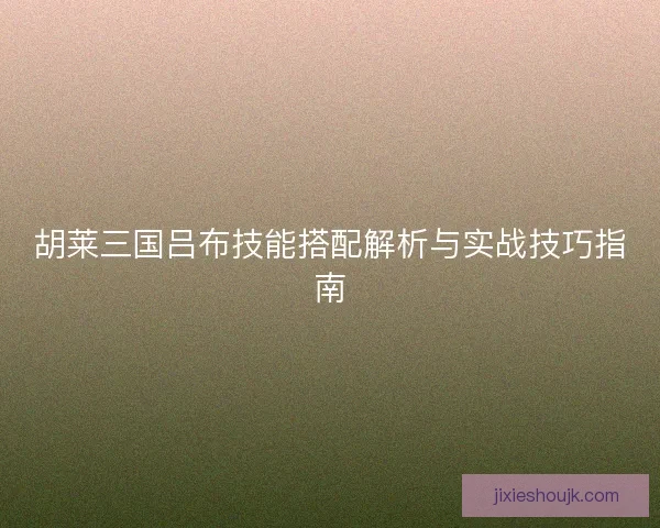 胡莱三国吕布技能搭配解析与实战技巧指南