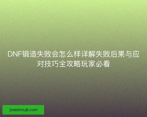 DNF锻造失败会怎么样详解失败后果与应对技巧全攻略玩家必看