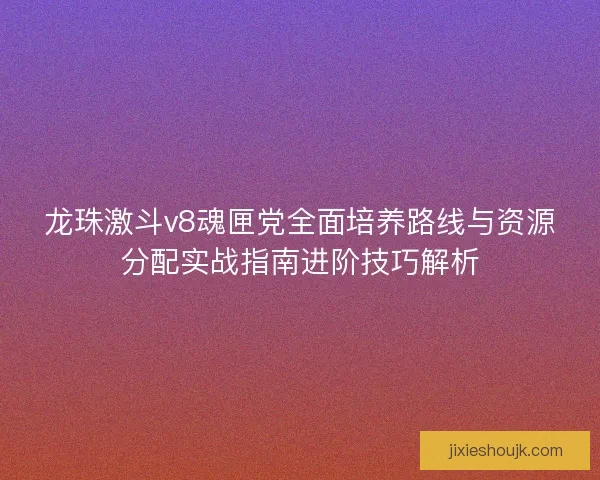 龙珠激斗v8魂匣党全面培养路线与资源分配实战指南进阶技巧解析